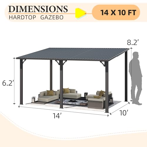 AECOJOY 10&rsquo; x 10&rsquo; Gazebo, Wall Mounted Gazebos Pergola on Clearance, Outdoor Patio Lean to Gazebo Awnings for Deck, Porch
