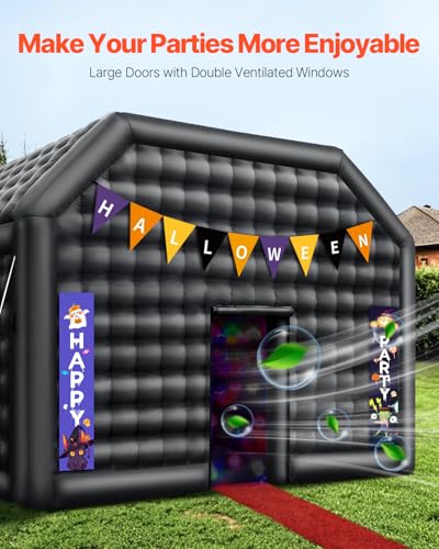 VEVOR Inflatable Nightclub, 26.2 x 19.7 x 13.1 Ft, Blow up Party Tent with Disco Lights & 1100W Blower, Large Inflatable Night Club Tent for Adults