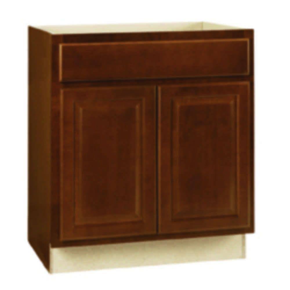 Hampton Bay Hampton Assembled 30x34.5x24 in. Sink Base Kitchen Cabinet in Cognac - Avayadevconnect