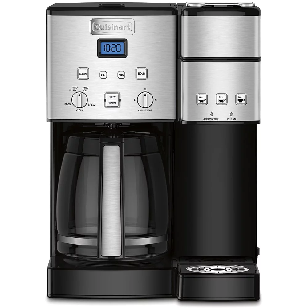 Cuisinart 12-Cup Coffee Maker and Single-Serve Brewer Stainless Steel (SS-15) with Milk Frother - Handheld Electric Foam Maker For Coffee