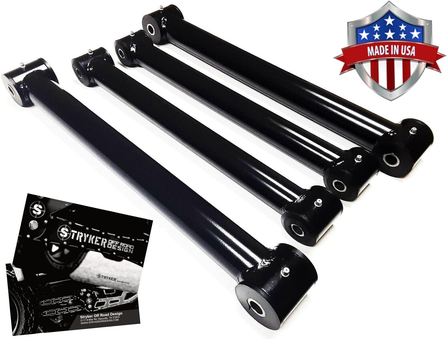 Stryker Off Road Design Upgraded Dodge Ram Control Arms 2-3 Lift Height 1994-1999 1500 2500 3500 CAD Engineered and Made in the USA with quality USA