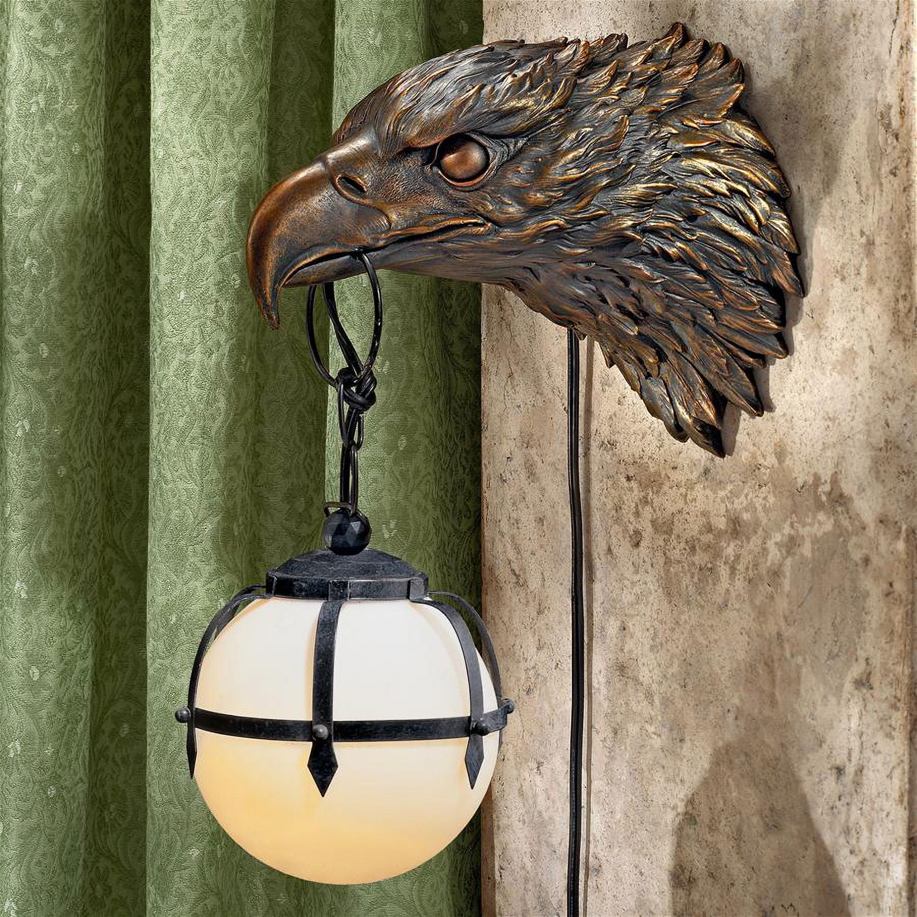 Design Toscano Enlightening Freedom Bald Eagle Sculptural Electric Wall Sconce: Set of 2