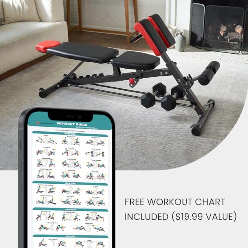 Finer Form Multi-Functional FID Weight Bench for Full All-in-One Body Workout – Hyper Back Extension, Roman Chair, Adjustable Ab Sit up Bench