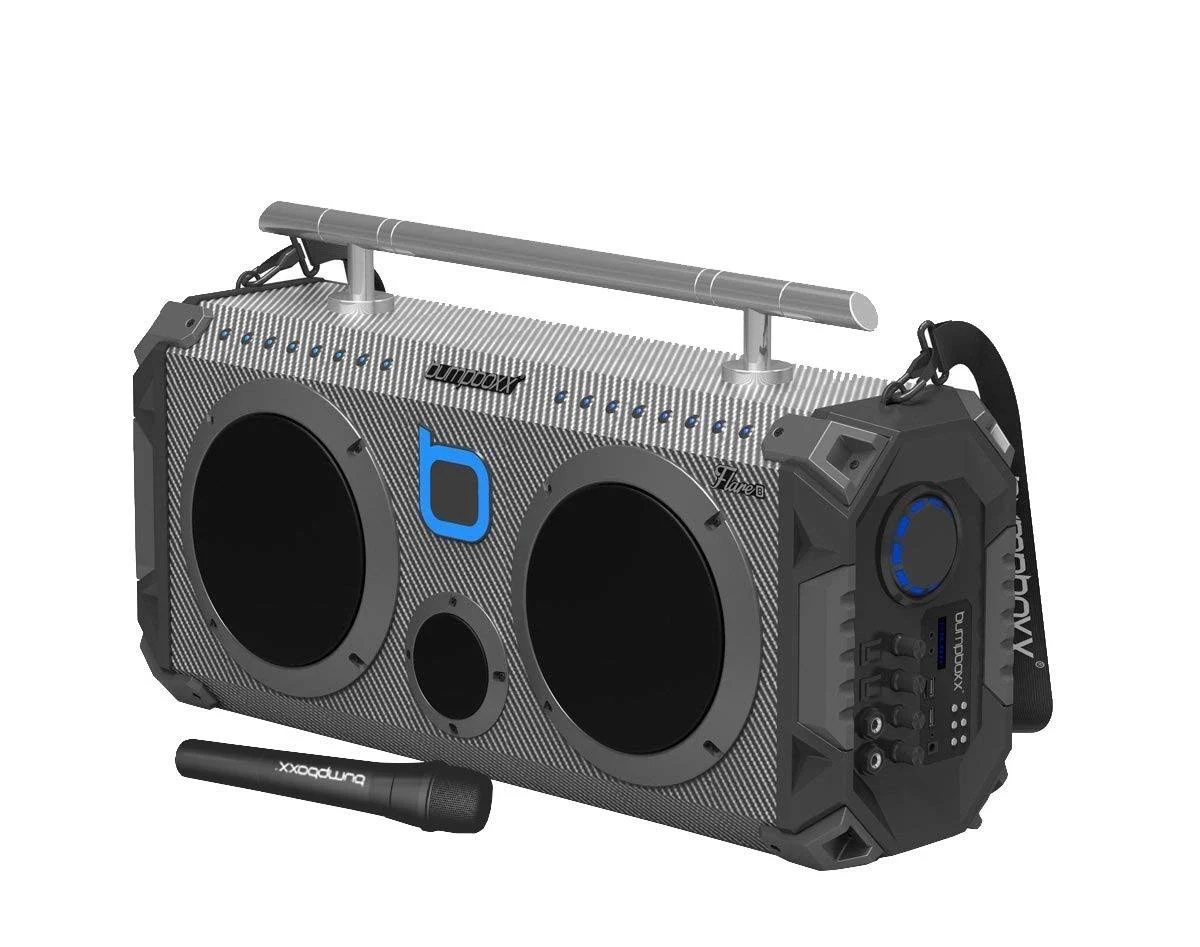 Bumpboxx Bluetooth Boombox Flare8 Carbon Fiber | Retro Boombox with Bluetooth Speaker | Rechargeable Bluetooth Speaker