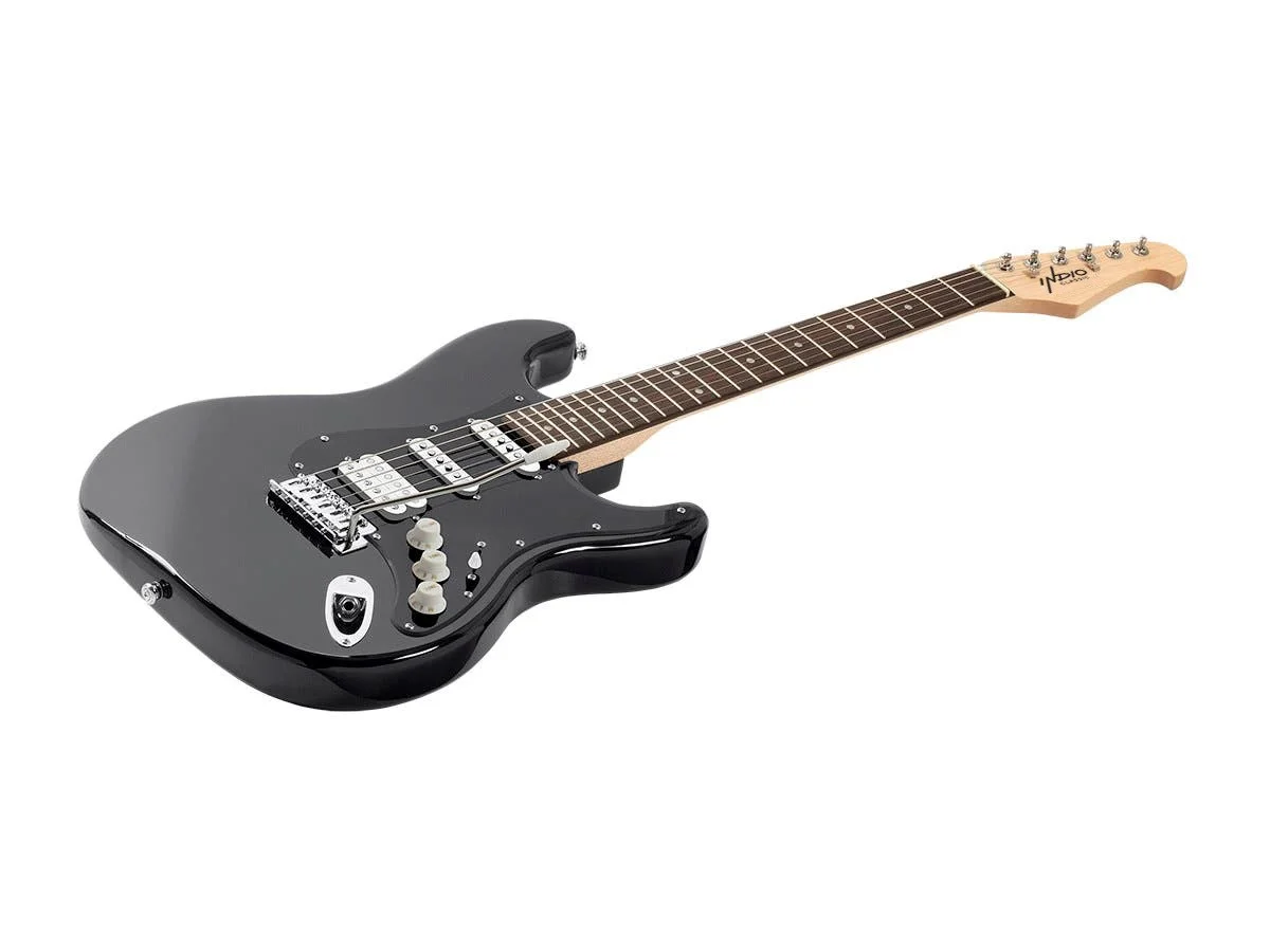 Monoprice Indio Cali Classic HSS Electric Guitar - Black, With Gig Bag - Curated Treasures Market