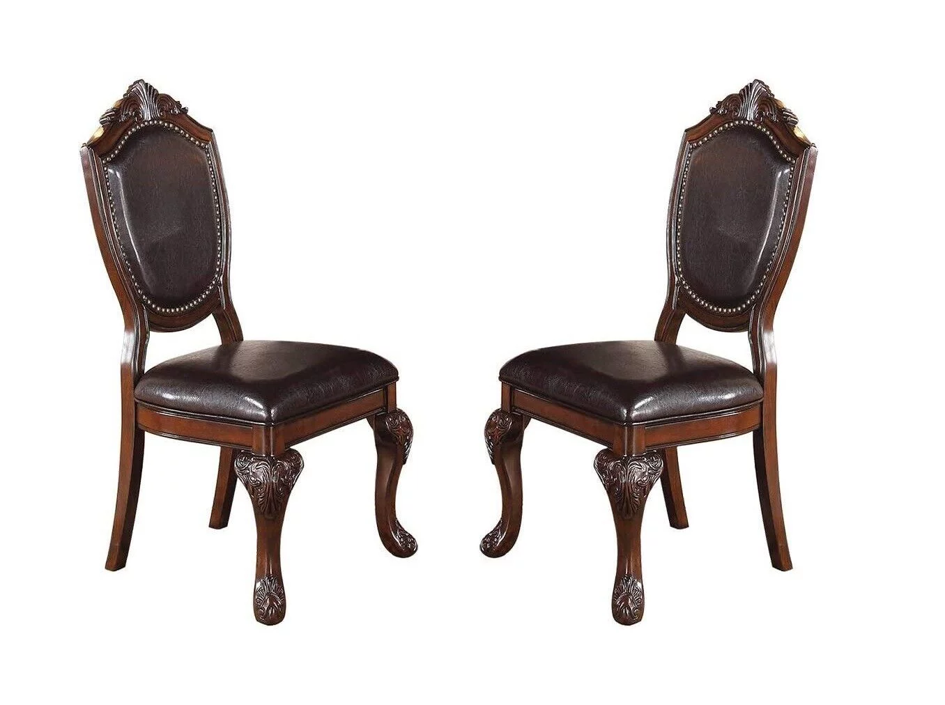 Set of 6 Dining Chairs Brown Antique Traditional Look Kitchen Dining Room Furniture Majestic Design Formal Comfort Chair