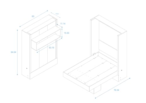 Oakland Living Easy-Lift Full Murphy Wall Bed in White with Shelf