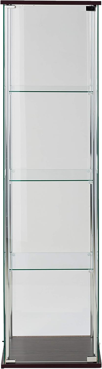 COASTER CO-950172 4-Shelf Glass Curio Cabinet, Cappuccino and Clear