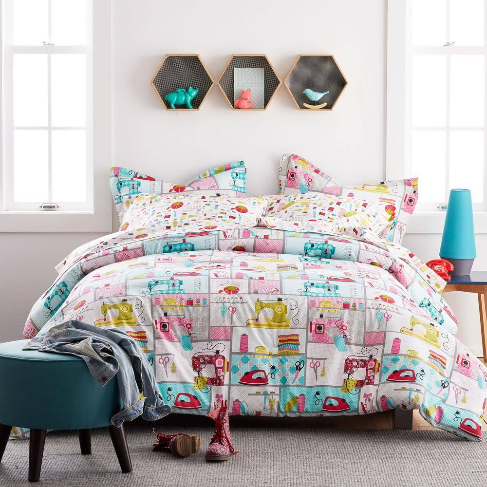 Cstudio Home by The Company Store Sew Right Organic Cotton Percale Twin Comforter, Multi
