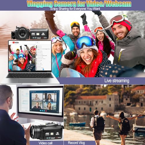 Upgrade 4K UHD Video Camera Camcorder with Mic