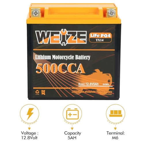 Weize Lithium YTX30L-BS, 700A Lithium LiFePO4 YTX30L Motorcycle Battery, 12V 10AH ATV, UTV, Jet Ski, Scooter, Lawn Mower, Tractor, Generator Battery