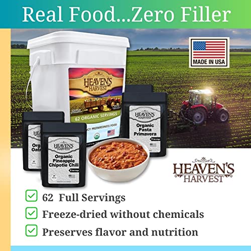 Heaven’s Harvest 25-Year Family Food Kit — Premium Emergency Food Supply. Freeze Dried Survival Food Kit + Water-Proof 25-Year Storage Bucket. MRE