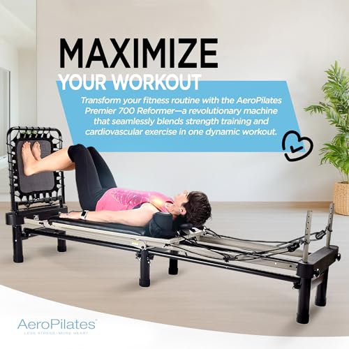 Stamina Pilates Reformer, Home Workout Equipment, AeroPilates Premier - Portable Exercise Machine for Strength and Fitness Training