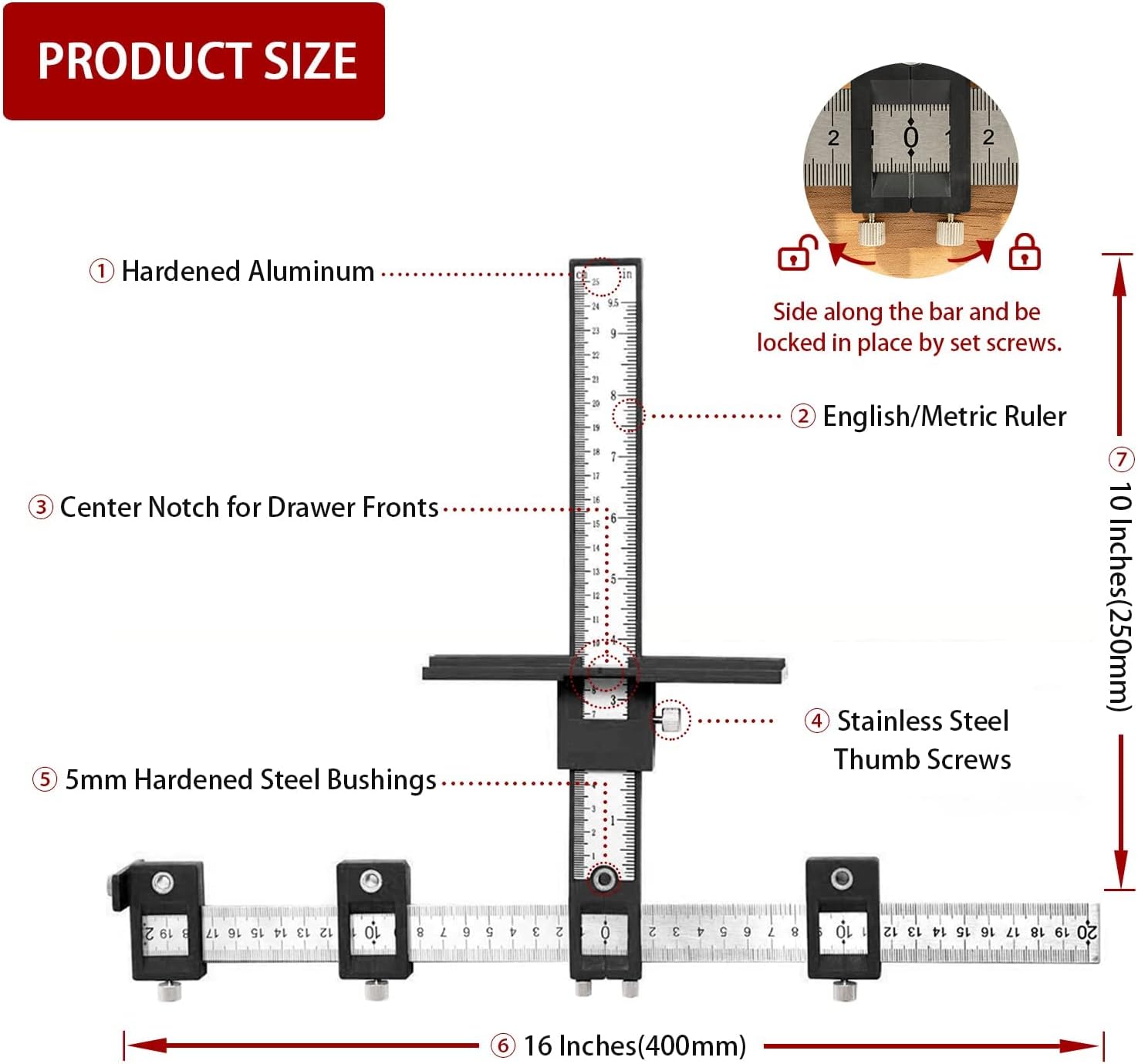 Cabinet Hardware Jig, Solike Aluminum Alloy Cabinet Handle Jig Tool for Fast and Accurate Installation of Door Handles and Drawer Front Knobs