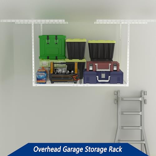 3 x 8FT Overhead Garage Storage Rack,Adjustable Ceiling Storage Racks,Garage Shelving Heavy Duty Storage Organizer System