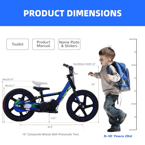 OLALA Electric Dirt Bike for Kids Aged 3-6, 170W Racing Grade Electric Motorcycle, New Aluminum Frame with 2 Power Modes, 24V Detachable Battery