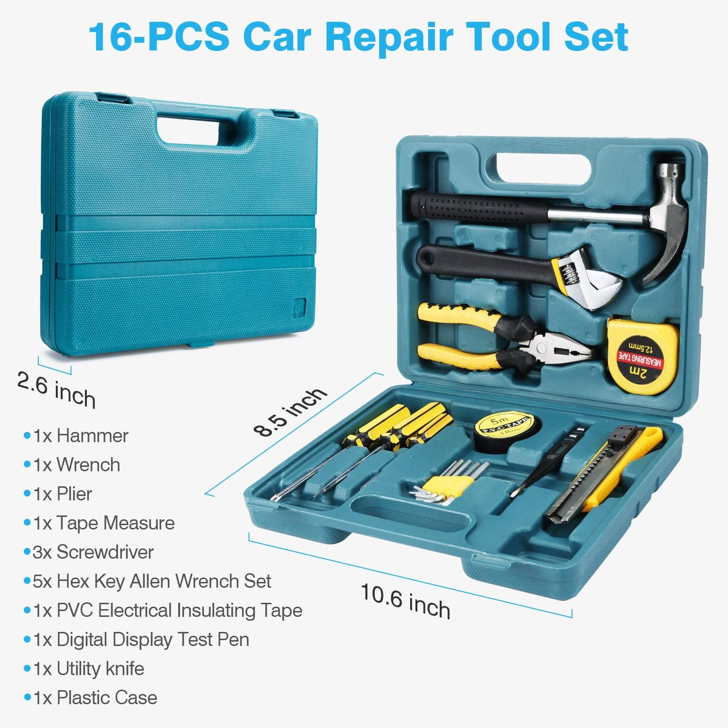 Roadside Emergency Car Kit with Jumper Cables, Auto Vehicle Safety Road Side Assistance Kits, Winter Car Kit for Women and Men