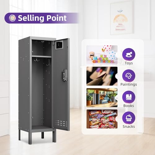 Metal Locker with 5 Doors,Lockers for Employees,66'' Steel Storage Locker for School,Gym, Office, Office,Garage