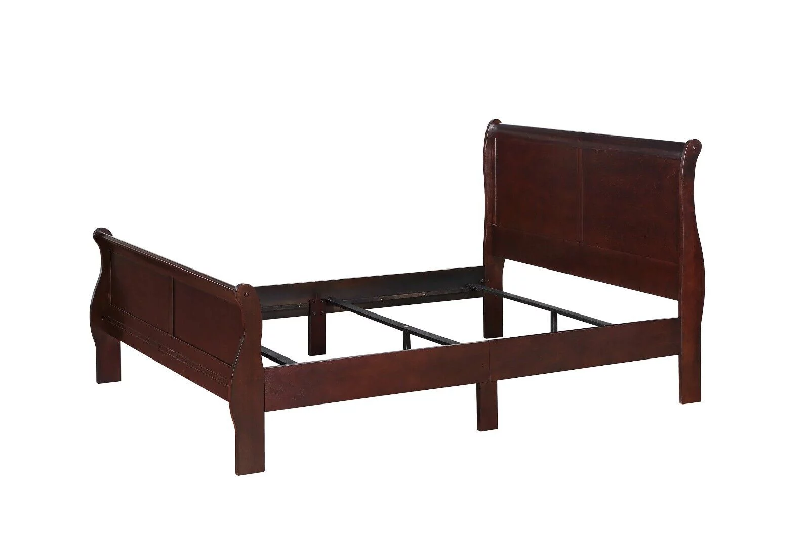 3pc Louis Philip Collection Transitional King Size Bedroom Set Panel Bed and 2x Nightstands Cherry Brown Finish Wooden Furniture