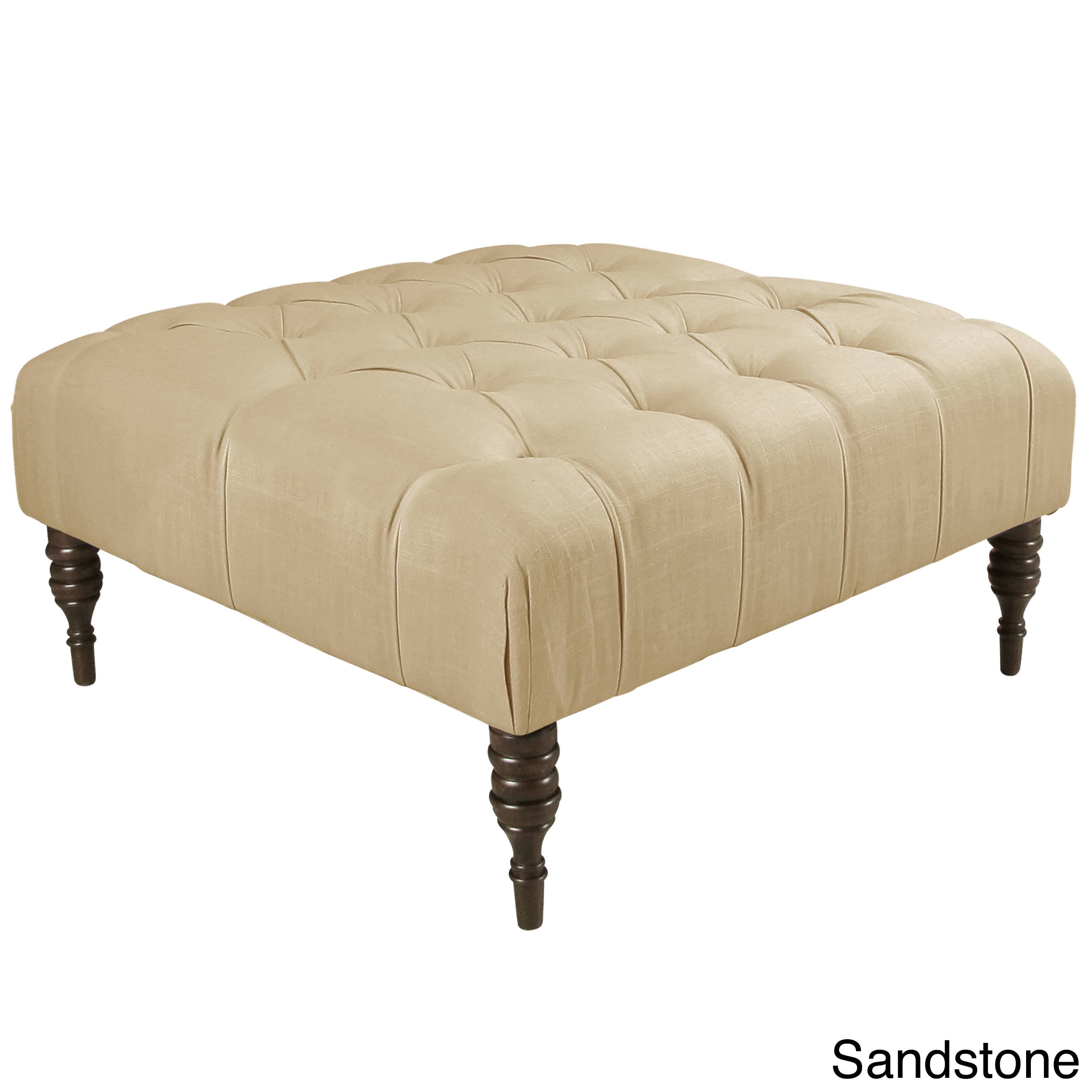 Skyline Furniture 445LNNSND Tufted Cocktail Ottoman Linen Sandstone