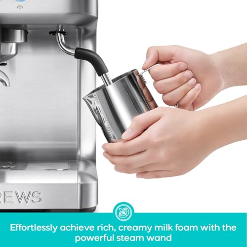CASABREWS Ultra Espresso Machine with LCD Display, Powerful Milk Frother and Customizable Brewing Temperature
