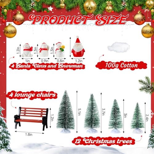 Soaoo 29 Pcs Ceramic Christmas Village Set 8 Led Village Houses 12 Christmas Trees 4 Snowmen 4 Benches and Fake Snow