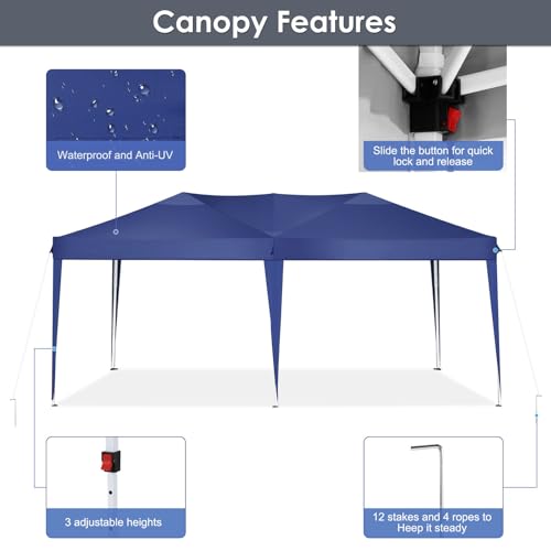 COBIZI Canopy 10x20 Pop Up Canopy Tent with 6 Sidewalls Party Tents for Parties Weddings Backyard Waterproof Canopy Outdoor Commercial Canopy Event