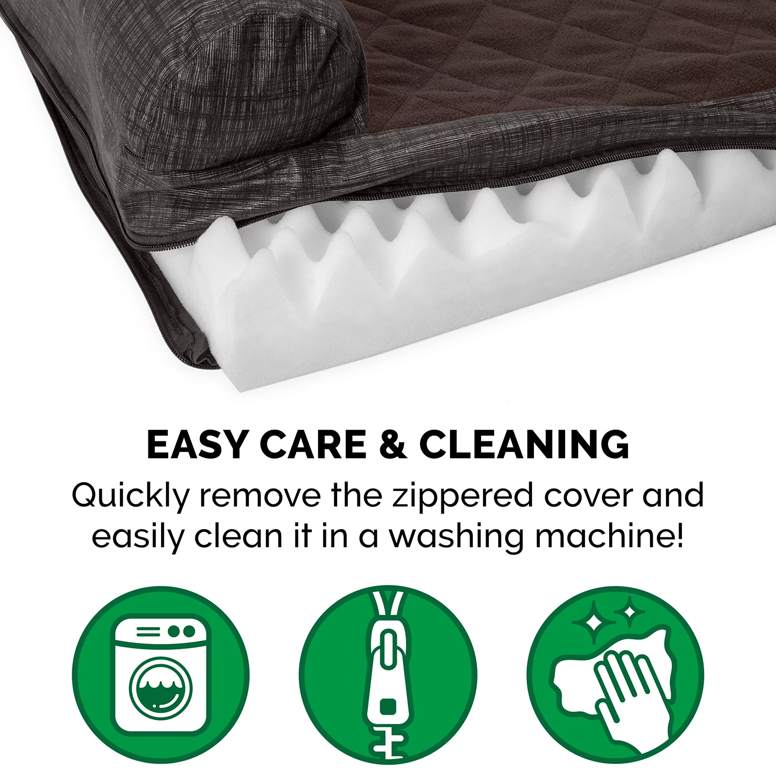 FurHaven | Orthopedic Quilted Fleece & Print Chaise Lounge Pet Bed for Dogs & Cats, Espresso, Large - Curated Treasures Market