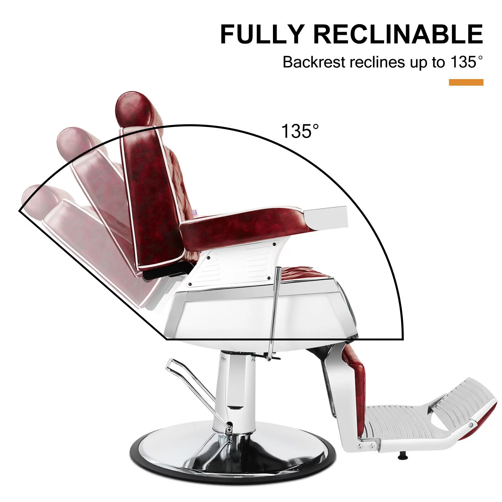 Artist Hand Heavy Duty Salon Recliner Barber Chair Hair Stylist Tattoo Beauty Spa (Red)