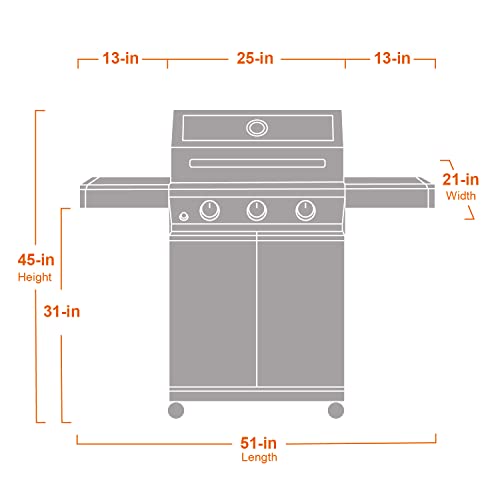 Monument Grills Larger 4-Burner Propane Gas Grill Stainless Steel Heavy-Duty Cabinet Style with LED Controls & Side Burner