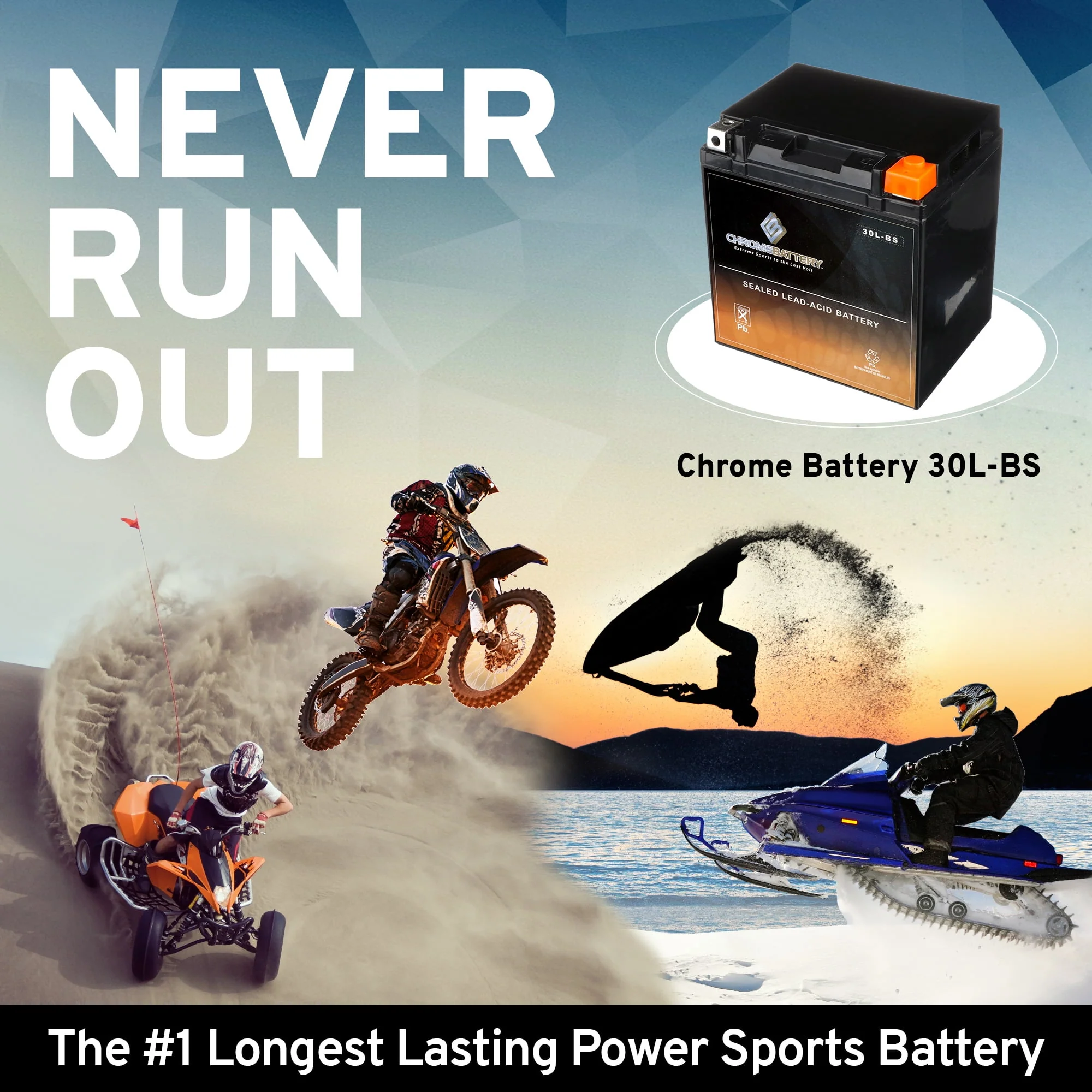 Chrome Battery Ytx30L-Bs Battery for Polaris 500 Ranger 4X4 2004