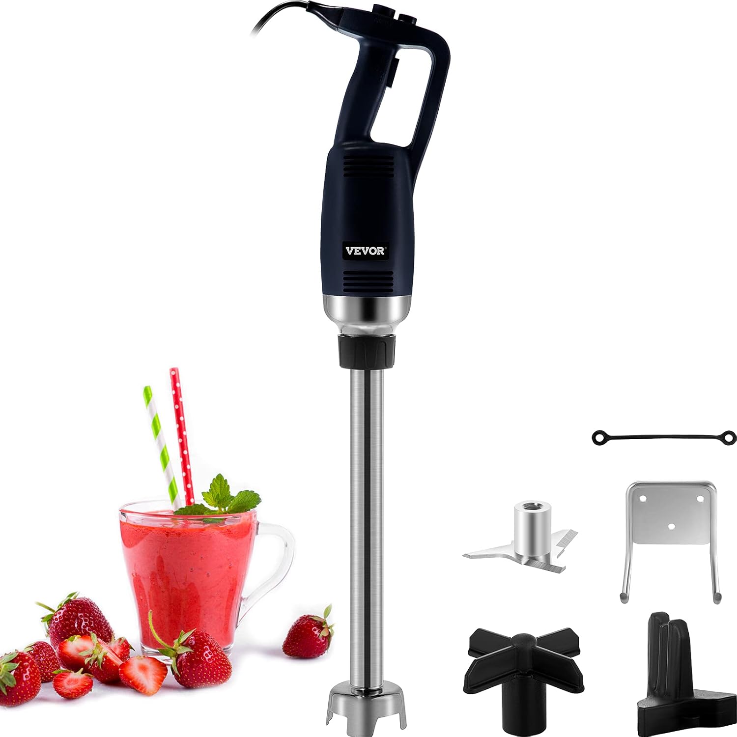 VEVOR Commercial Immersion Blender Variable Speed Heavy Duty Immersion Blender 500W Commercial Hand Mixer 304 Stainless Steel Hand Blender Commercial