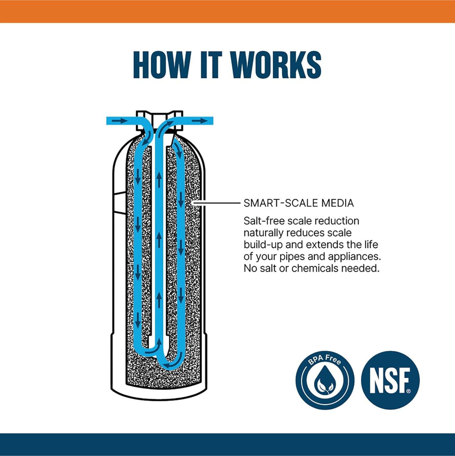 WaterBoss Whole House Salt Free Descaler System - Works with City & Well Water Filters - 6yr, 600,000 Gl - Water Softener Alternative for Home