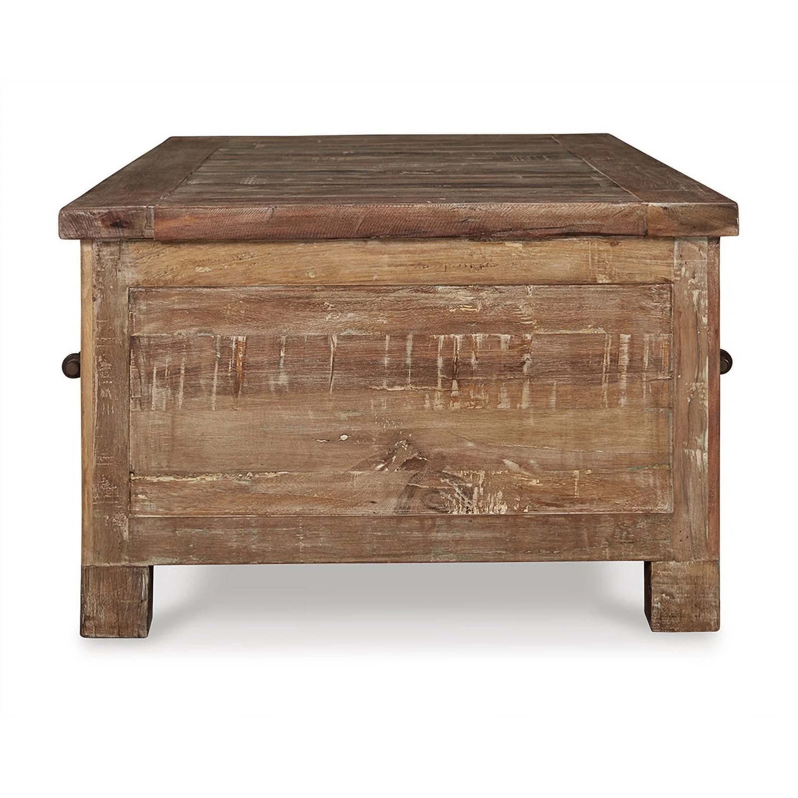 Ashley Furniture Randale Wood Coffee Table with Storage in Dark Brown