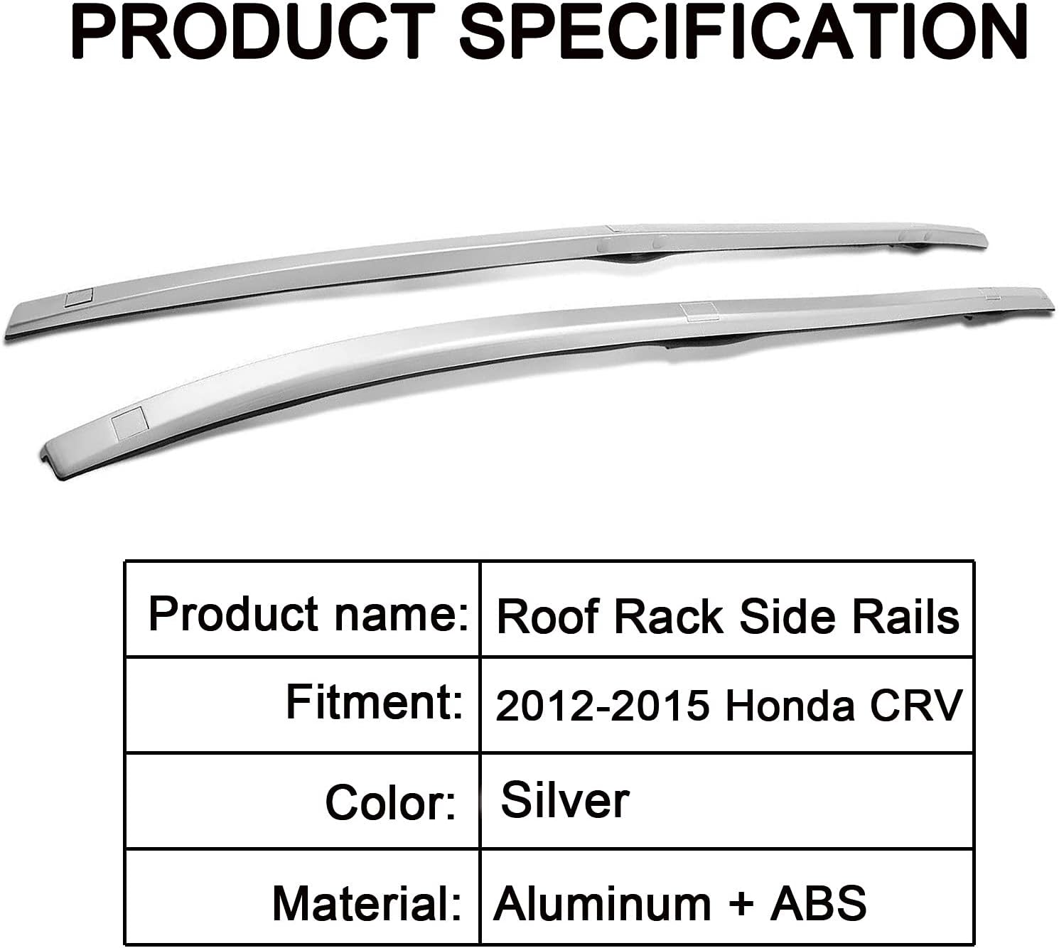 CARMOCAR Car Roof Rack Side Rails Replacement for Honda CRV 2012 2013 2014 2015 Silver 2 Pcs Rooftop Cargo Carrier Top Side Rails