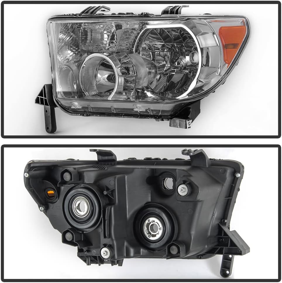 ACANII - For 2007-2013 Toyota Tundra 2008-2017 Sequoia Chrome Housing OE Style Headlights Headlamps Assembly Left+Right