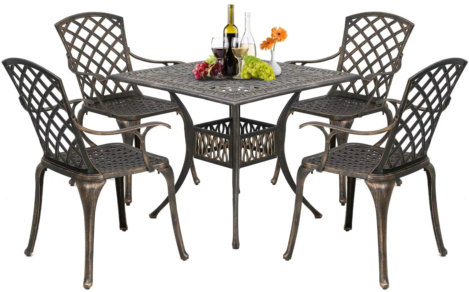 FDW Outdoor Dining Table Set Patio Dining Set Dining Chairs Set of 4 Wrought Iron Patio Furniture Outdoor Dining Set Patio Furniture Patio Chairs