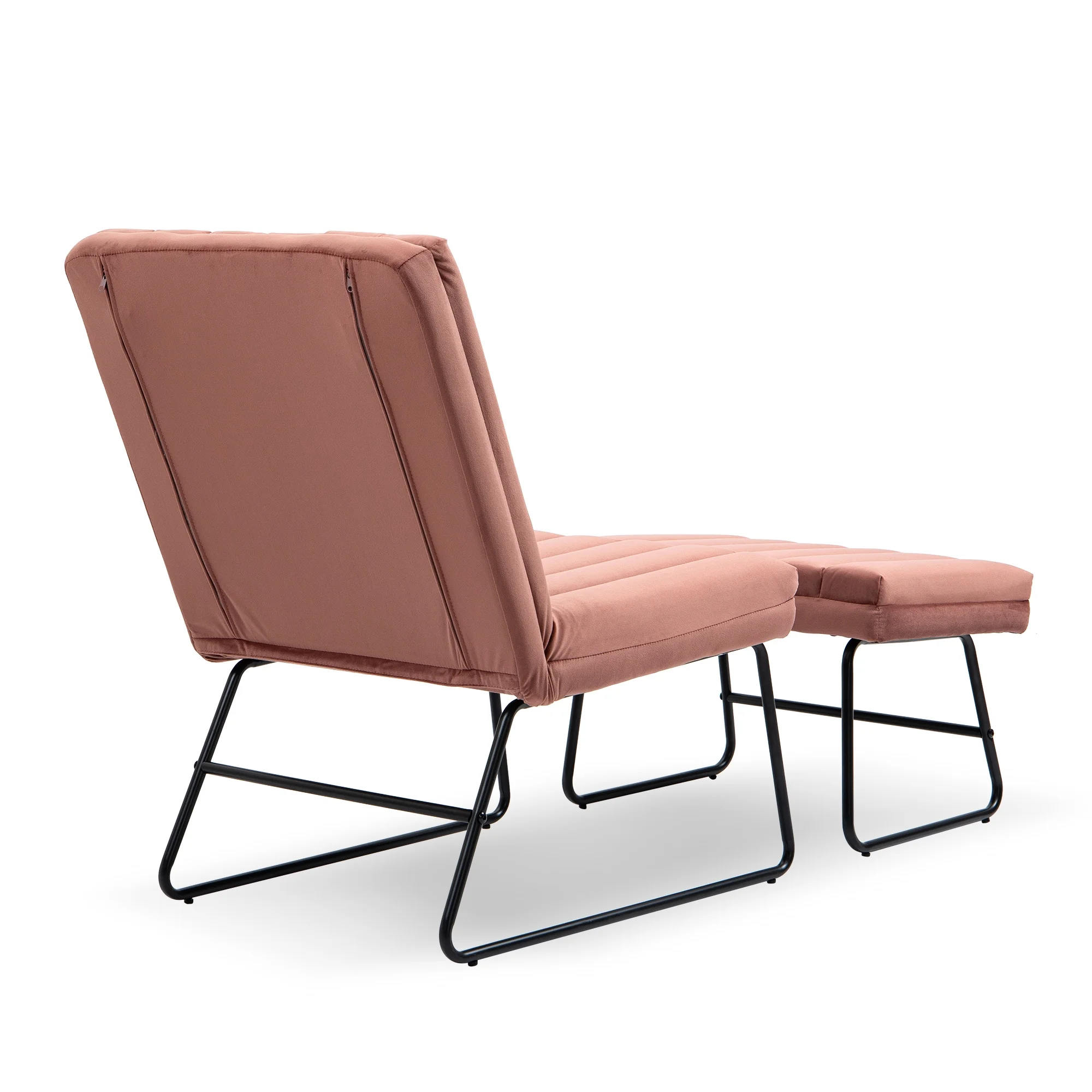 CoSoTower Pink Modern Lazy Lounge Chair, Contemporary Single Leisure Upholstered Sofa Chair Set