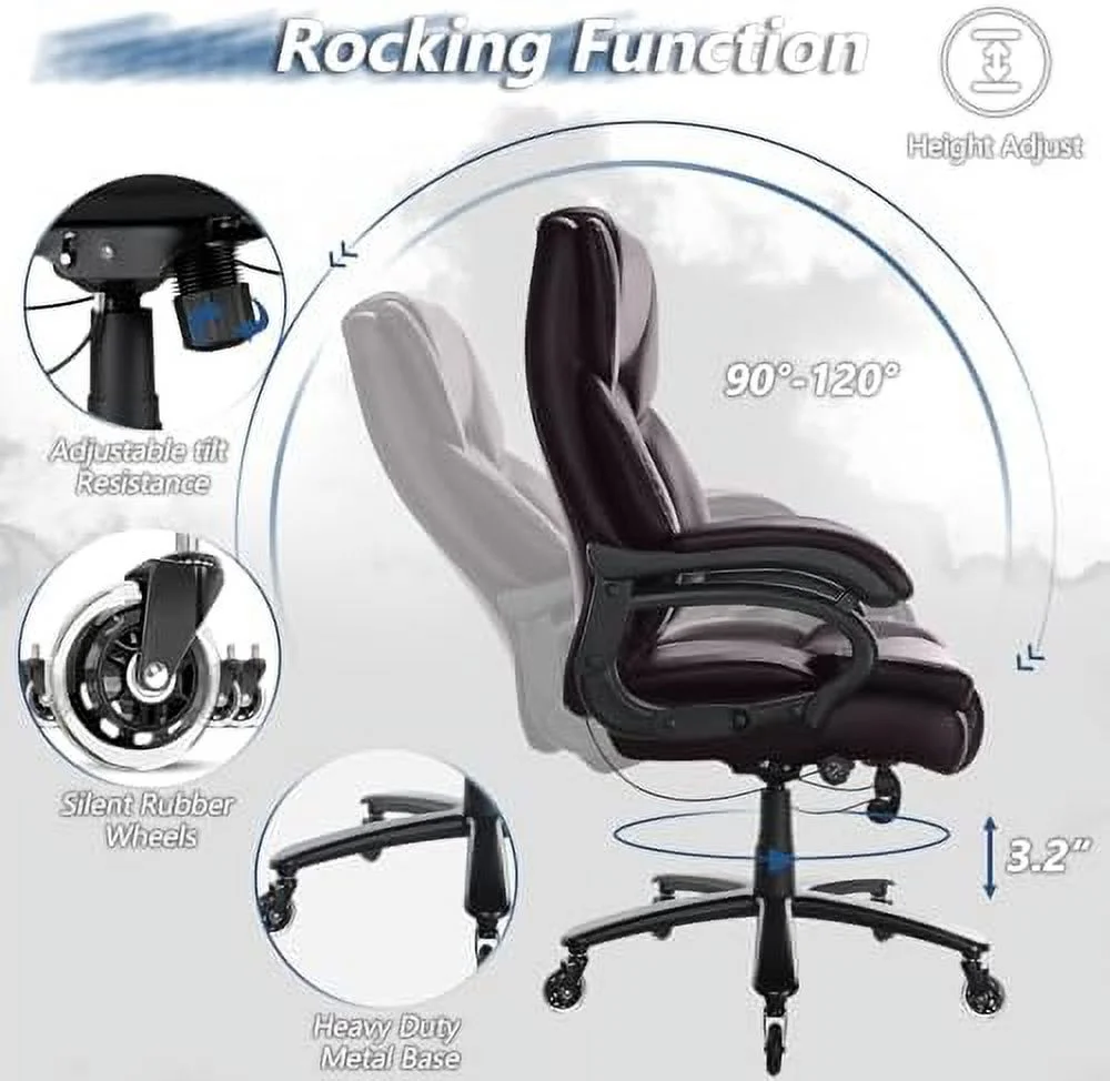 Big and Tall Office Chair 500lbs  Adjustable Lumbar Support Executive Office Chair with High Back  JOMA Heavy Duty Office Chair Office Chairs for