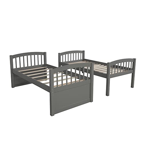 Harper & Bright Designs Twin Over Twin Bunk Bed with Storage Drawers, Solid Wood Bunk Bed Frame with Trundle, for Kids, Teens, Adults (Espresso)