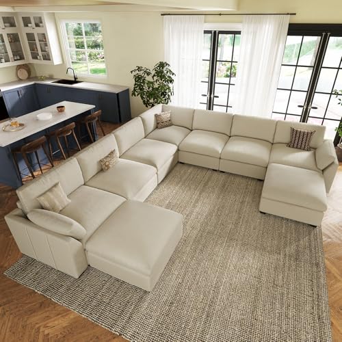 Belffin Extra Large Modular Sectional Sofa,106.3" 4-Seater L Shaped Couch,Velvet Convertible Sectional Couches for Living Room