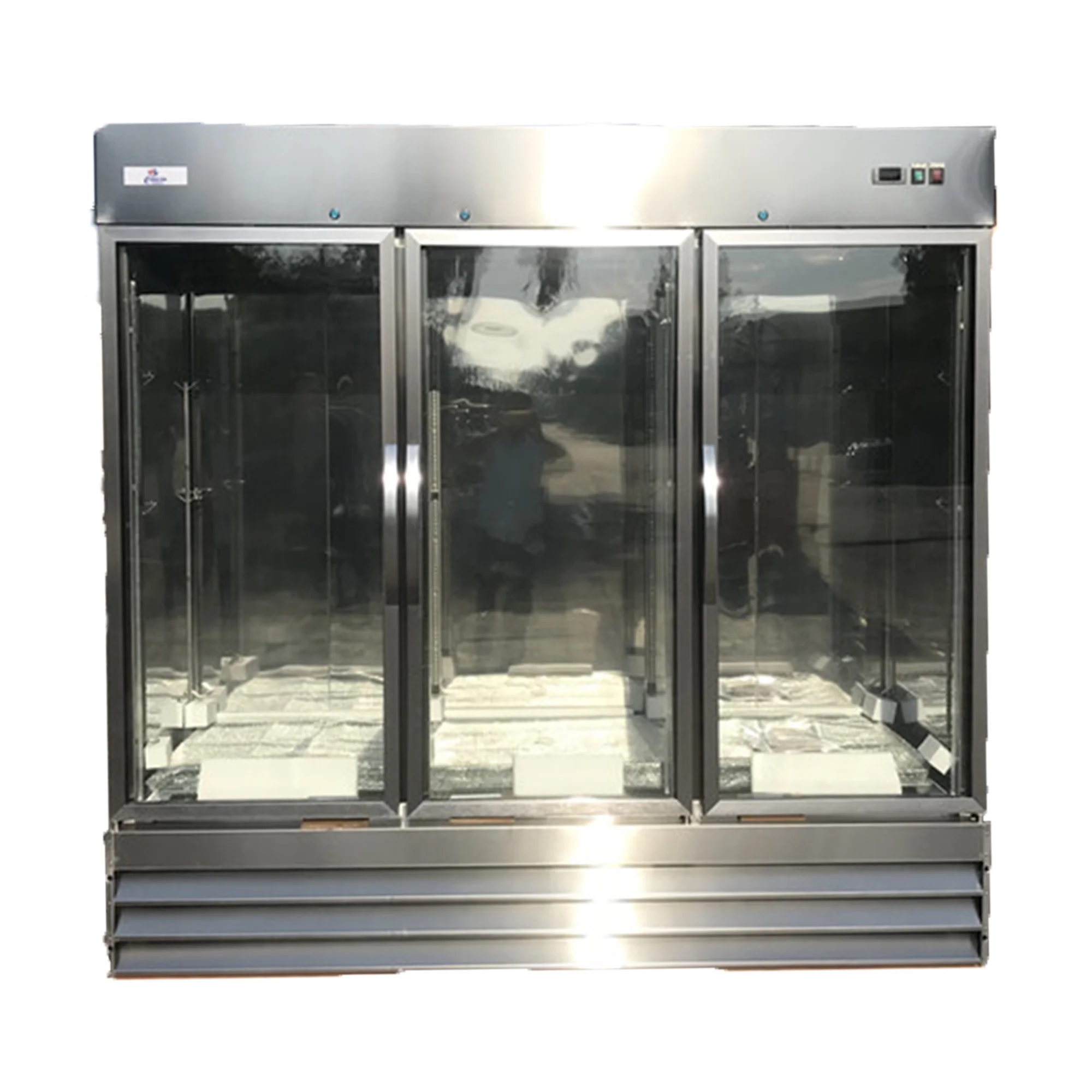 81 in. Three Glass Door Upright Reach-In Stainless Steel Commercial Refrigerator, 72 Cu. ft.