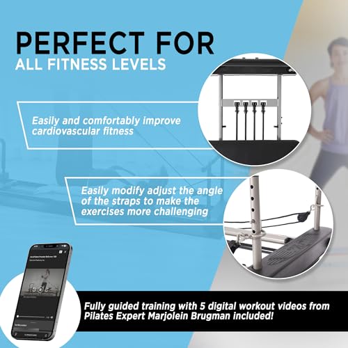 Stamina Pilates Reformer, Home Workout Equipment, AeroPilates Premier - Portable Exercise Machine for Strength and Fitness Training