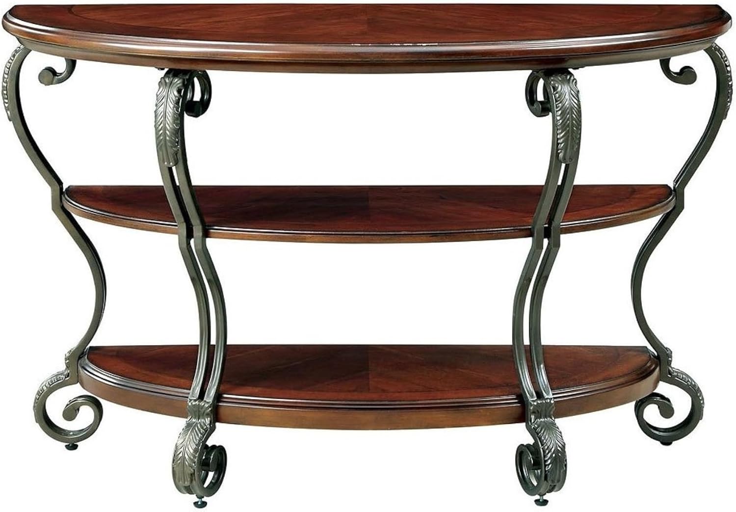 Traditional Style Brown Cherry 1pc Sofa Table Open Bottom Shelf Ornate Design Living Room Furniture