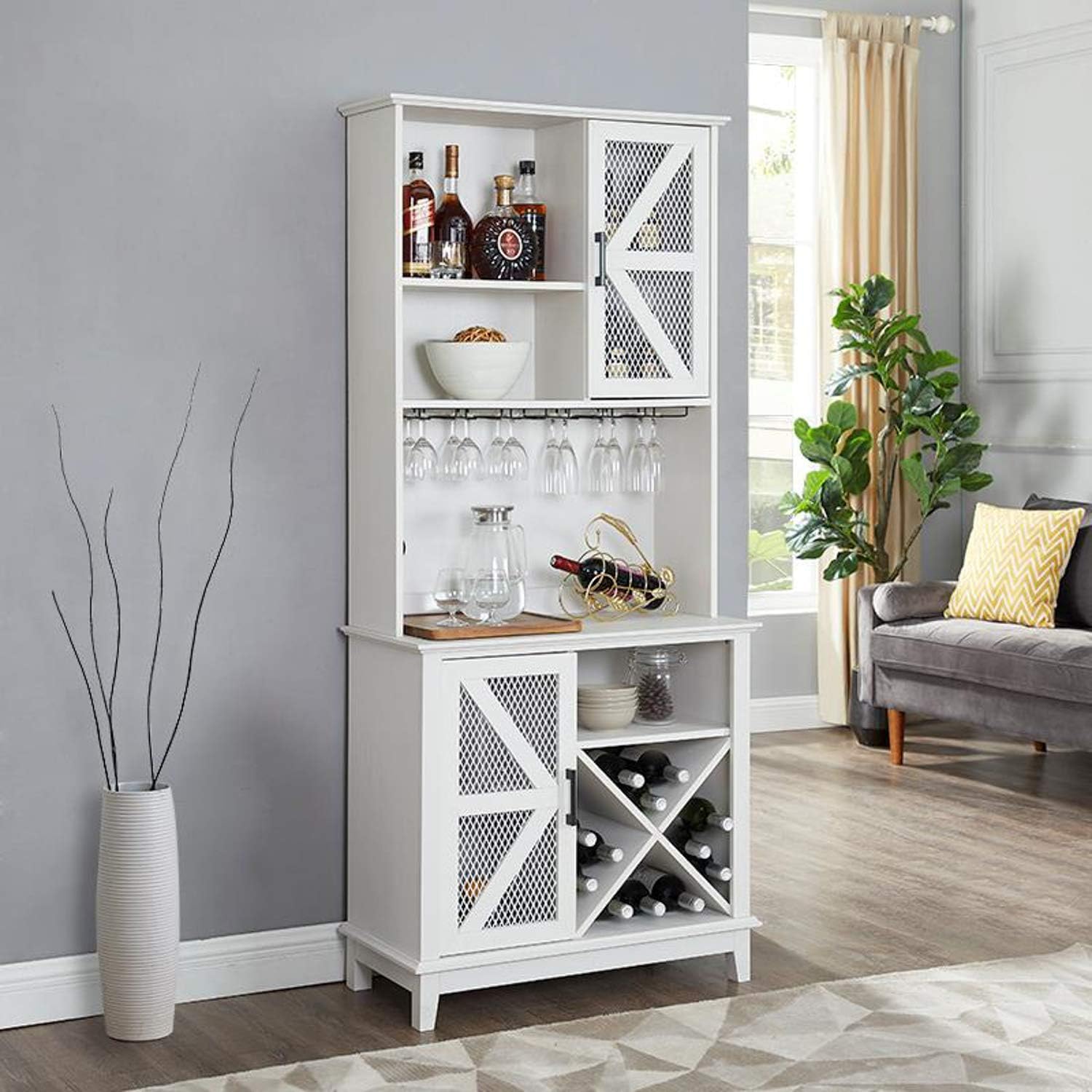 Elegant Bar Cabinet with Reclaimed Wood Finish