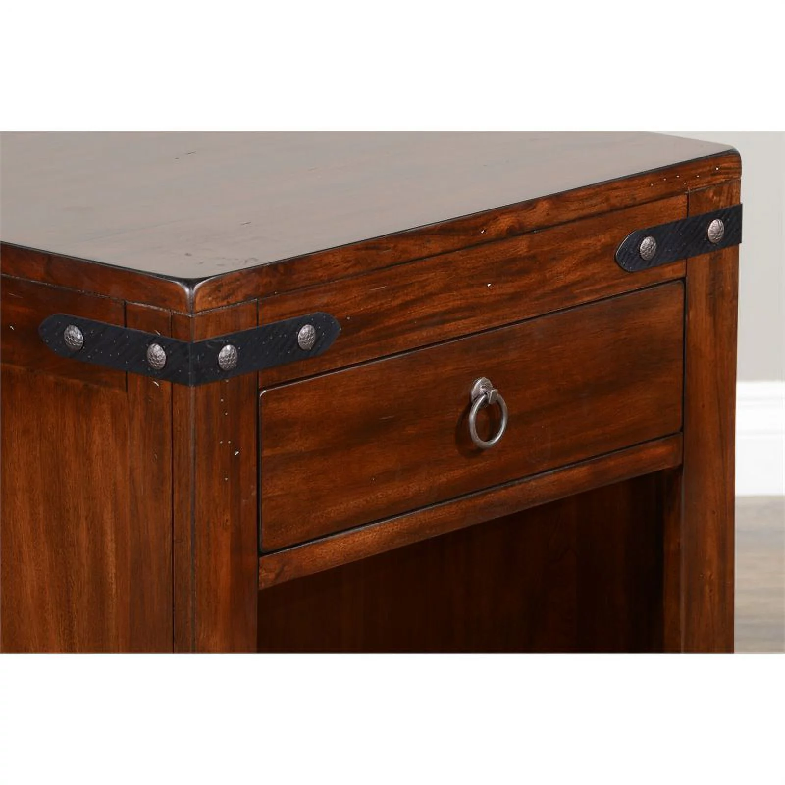 Home Square Santa Fe 24" Traditional Wood End Table in Dark Chocolate - Set of 2