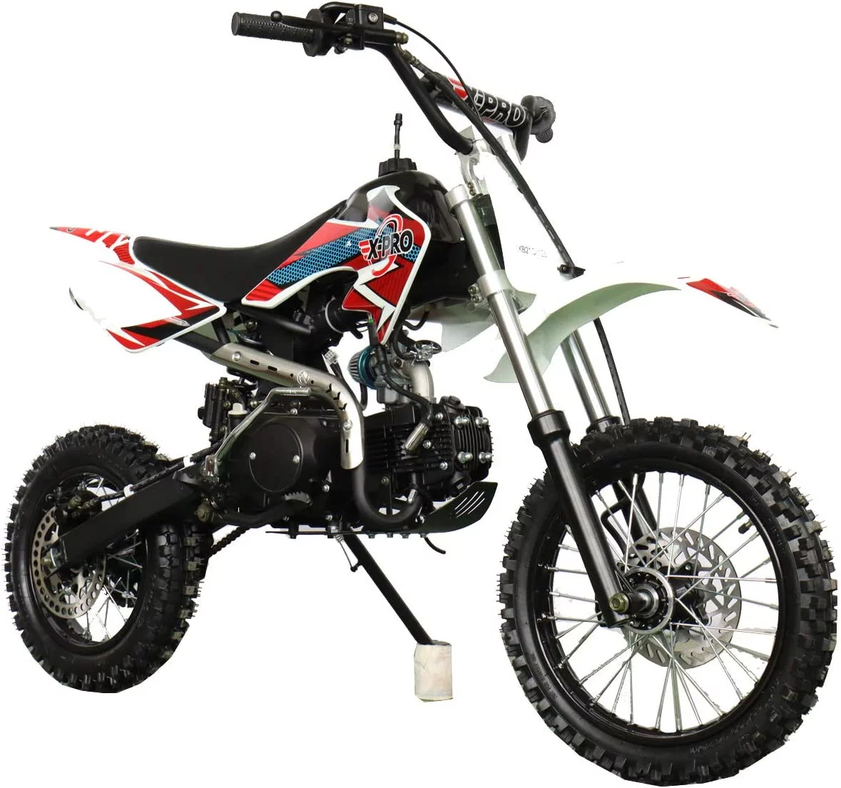 X-Pro Bolt 125cc Zongshen Engine Dirt Bike Pit Bike Youth Dirt Pit Bike with 4-Speed Semi-Automatic Transmission, Big 14"/12" Tires!