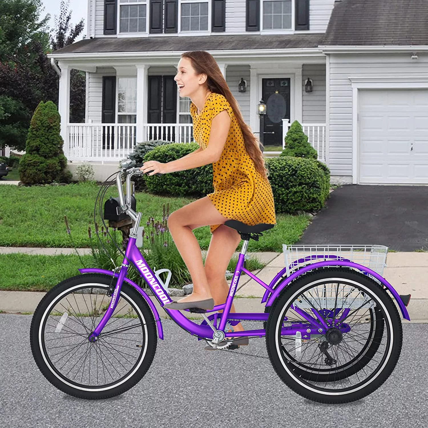 Docred Adult Tricycle 7 Speed 24 Inch Three Wheel Bike Cruiser Trike for Men/Women/Seniors
