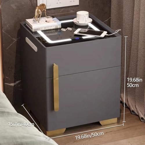 Smart Nightstand with Drawer and Safe, Invisible Integrated Safe, Smart Night Table with Drawer, Household Bedroom Bedside Table