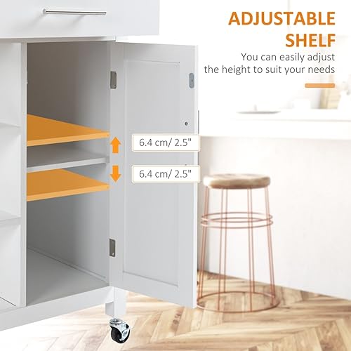 Kitchen Cart with Wood Tabletop - Rolling Serving Utility Trolley Cart - Mobile Kitchen Island with Storage - Microwave Cart on Wheels - 1 Drawer